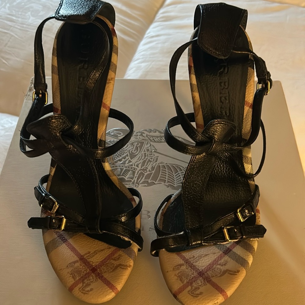 Black Burberry stiletto sandals